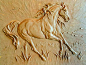 'Baroque Horse at Liberty,' work in progress. by Carol Fensholt Bronze Relief ~ 14" x 18"