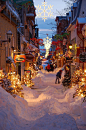 [芬兰圣诞节夜] 圣诞节的小镇，芬兰
