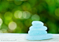 Beach Glass Photography Nature Photography by BLintonPhotography：A tiny cairn made from light blue beach glass, with beautiful bokeh in the background