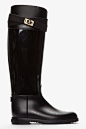 Givenchy Black Matte And Patent Rubber Sharklock Rain Boots  Love these!!