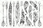 黑白矢量 羽毛 民族风波西米亚图案 矢量图 设计素材 2017021312-淘宝网