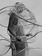 Architectural Fashion with sculptural spiralling structure encircling the body - 3D fashion; wearable art // Baiba Ladiga