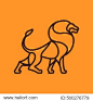 Lion vector line character. Animal design elements for sport team branding, T-shirt, label, badge, card or illustration.