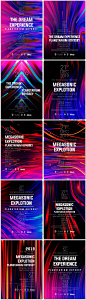 10张线条流动抽象渐变音乐艺术品牌发布会科技海报背景模板设计素材