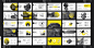 演示模板,白色背景上的黄色和黑色信息要素.用于商业项目展示和营销的矢量幻灯片模板.