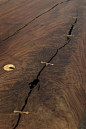 Cast Bronze Edge Table - No.1. Live edge Claro Walnut slab desk — Taylor Donsker Design