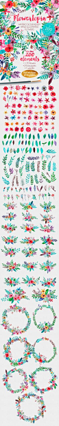 clip art feminine watercolor flowers floral hand illustrations