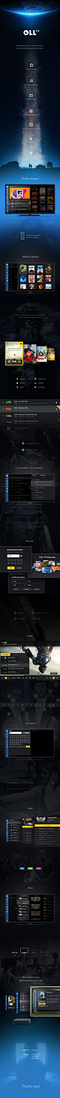 OLL.TV : OLL.TV — is movie library and interactive TV service. In this case you can learn interface for Smart TV and old TV Sets. The result of 4 months of hard working. P.S. Meet UI/UX for mobile and web application OLL.TV soon ;)