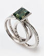 Two become One | Eva Martin Jewelry 
Two become One
18k white gold, emerald cut green sapphire, white sapphires.