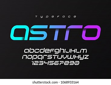 Astro未来派极简主义显示字体设计，字...