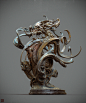 A dragon statue (一洗万古凡马空）, Zhelong XU : 斯须九重真龙出, 一洗万古凡马空.<br/>A case of my online course (the second episode), a Chinese ancient style of painted-wood statue . Designed,Sculpted,textured,and rendered by myself.Sculpted with zbrush and material made 