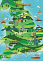 Guardian / British Gas : The Guardian recently commissioned me to create a map of the UK for a British Gas advertorial spread within the Weekend Magazine. The map would have to show various geographical locations of the UK with the addition of four pullou