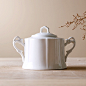 维多利亚皇室经典 法式西式小资陶瓷咖啡茶具浮雕珠点纯白色糖缸