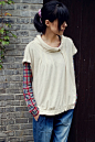 2012女秋装新款森林系日单棉麻堆堆领宽松罩衫-2色 D12