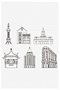 线条画高楼建筑上海地标线稿免扣元素-众图网