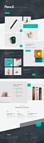 Pencil product landing page web design 2018 q