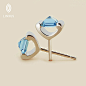 LINXUS原创设计师品牌 托帕石橄榄石镀铂金男女耳钉 创意手工珠宝