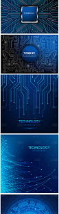 蓝色高清背景图库科技科幻电子元件未来几何线条平面设计素材矢量-淘宝网