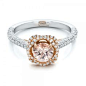 Custom Pink Sapphire and Diamond Halo Engagement Ring