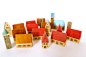 Vintage Miniature Wooden Village, $38