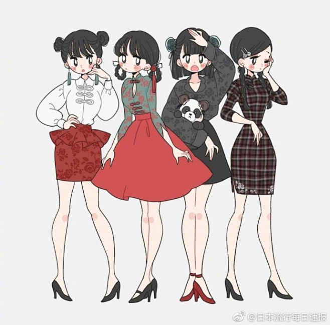 霓虹画师たなか笔下的【可爱女子力・服装搭...