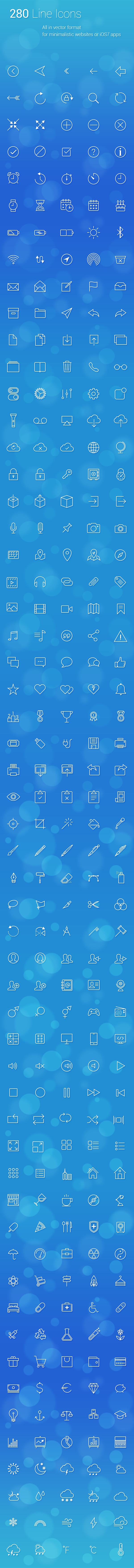 280 Line Icons on Be...