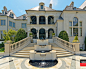 French Formal Luxury : Magnificent French Formal Estate in Dallas, Texas featuring limestone, balustrade, tile pool, bluestone, negative edge pool, boxwood parterre, fountains and pavestone driveways. Architecture by Fusch