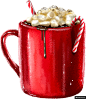 冬日热饮 热巧克力 红色马克杯 手绘圣诞节元素模板免扣png