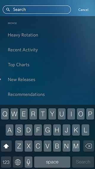 Rdio iPhone search s...