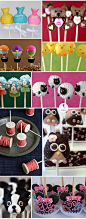 diferentes motivos para decorar cakepops para fiestas infantiles