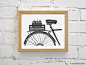 Bike Art and Beer Linocut Relief Print - Printmaking Bicycle Commuter Messenger Microbrew Beer