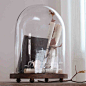家居高档装饰品摆件摆设工艺品法格里克木底座圆形欧式透明玻璃罩
