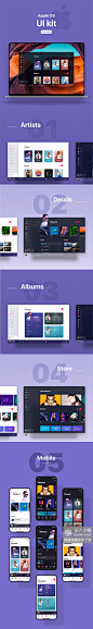 Apple OS 上的音乐商店播放器Mac版+手机版概念设计GUI套装下载 [Sketch]