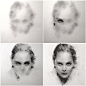 纽约画家Casey Baugh用炭笔和铅笔创作的人像4连图，从朦胧到清晰。
