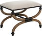Amazon.com - Uttermost Icaria Natural and Oatmeal Upholstered Small Bench - Table Benches