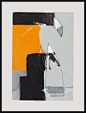 Art  Painting  Abstract 7x10 inch black yellow by kuzennyArt