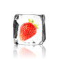 透明冰块里的草莓图片