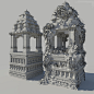 Combat Shrine wireframe, Edgar Martinez : Wireframe render in maya\mentalray
All building share many instances and the geometry on this renders represent the highest LOD on them.  
I was responsible for modeling the environment and all the buildings, the 