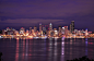 lighting, purple, Bay, city, the city, Seattle, lights, lights, Washington, purple, night, night, building, sky, Seattle, clouds