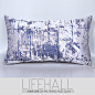 大隐HLH/现代简约样板房沙发床头靠包抱枕/银蓝抽象随机肌理腰枕-淘宝网