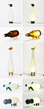 [它们不仅是由旧瓶子和小手工制成的小动物，它们还是灯] 疯狂的设计：它们不仅是由旧瓶子和小手工制成的小动物，它们还是灯