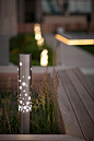 Light Column Bollard shown in Stainless Steel with Satin finish with 360 degree Bubbles shield at One Prudential Plaza Rooftop Deck, Chicago, Illinois: 