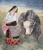 情系高原，淳朴唯美藏族姑娘——王宓工笔人物！