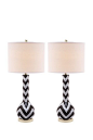 Safavieh  Chevron Black Long Neck Ceramic Lamp