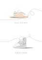 10 famous sneakers drawn with one line : Classic sneakers have been given a simple, clean look in one-line drawings.