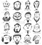 各种留着胡子和胡子的男人的画像。手绘涂鸦。有趣的卡通人物。矢量说明