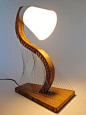 Contour Lamp 10” x 7” x 16” Bamboo, Steel Cable, Rice Paper