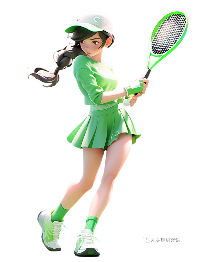 3d卡通运动女孩，C4d，打网球的女孩