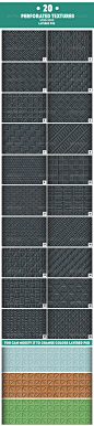 Realistic Graphic DOWNLOAD (.ai, .psd) :: http://jquery.re/pinterest-itmid-1007718227i.html ... 20 Perforated Textures ...  background, backgrounds, black, circle, digital, grey, industry, metal, metal texture, metallic, perforated, perforation, solid, st