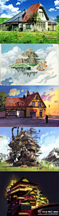 【#宫崎骏#作品中最令人向往的地方】：1.龙猫的家《龙猫》、2.天空之城《天空之城》、3.欧思娜太太的面包房《魔女宅急便》、4.移动城堡《哈尔的移动城堡》、5.油屋《千与千寻》，你想去哪里？。